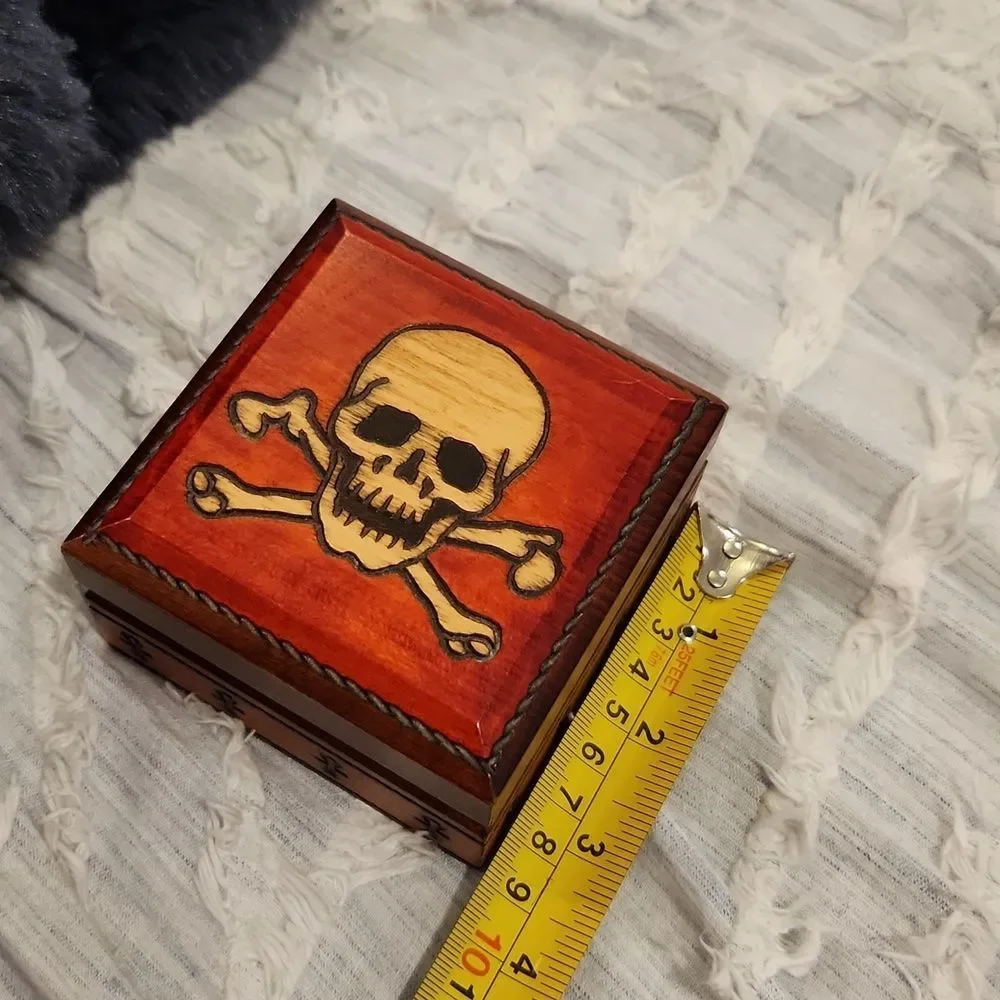 Skull and cross bones wooden trinket box!
